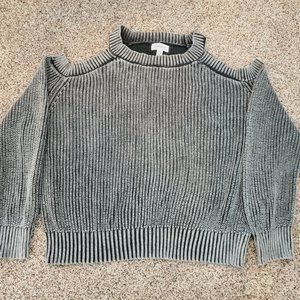 Cold Shoulder Heather Black Sweater